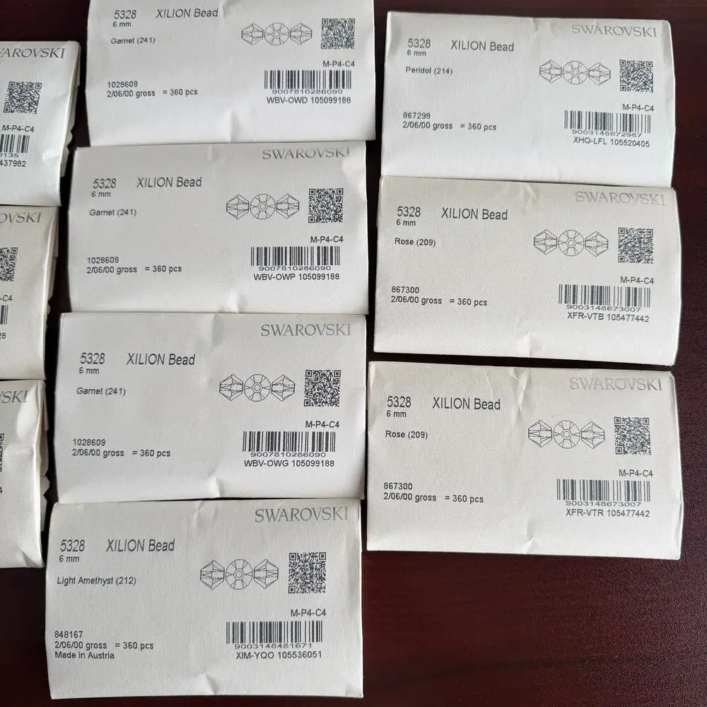 10 SEALED Genuine Swarovski Crystal Factory Packs, 6mm 5328 Bicone 3,600 Beads